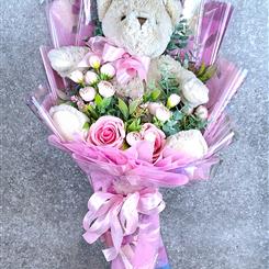 Artificial Floral Teddy Pink