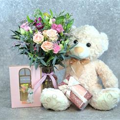 Posy Jar, Chocolates, card &amp; Teddy Bear